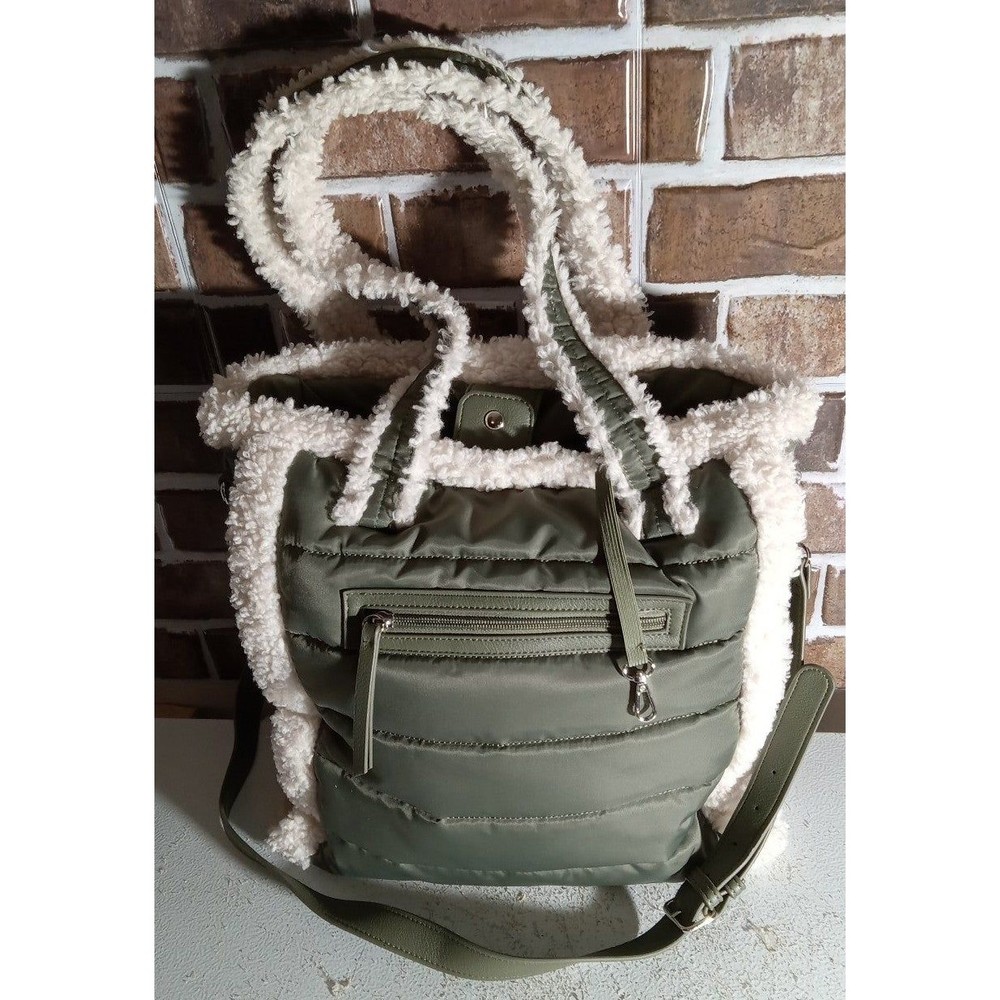Aspen Sherpa Shearling Crossbody Bag,Card Holder Olive Green